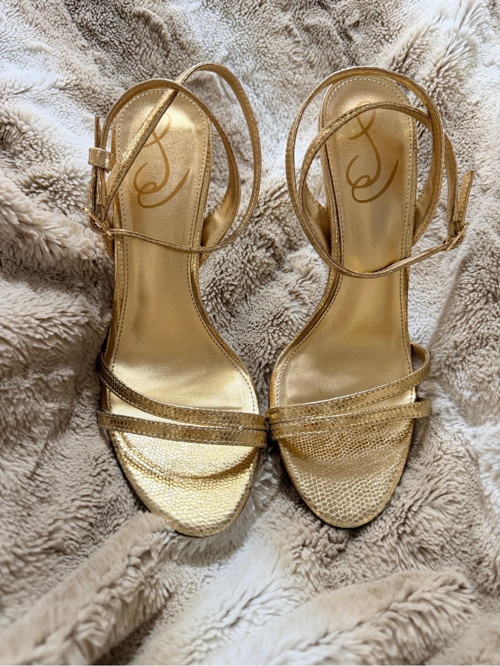 Jessica Simpson Metallic Gold Strappy High Heel Sandals